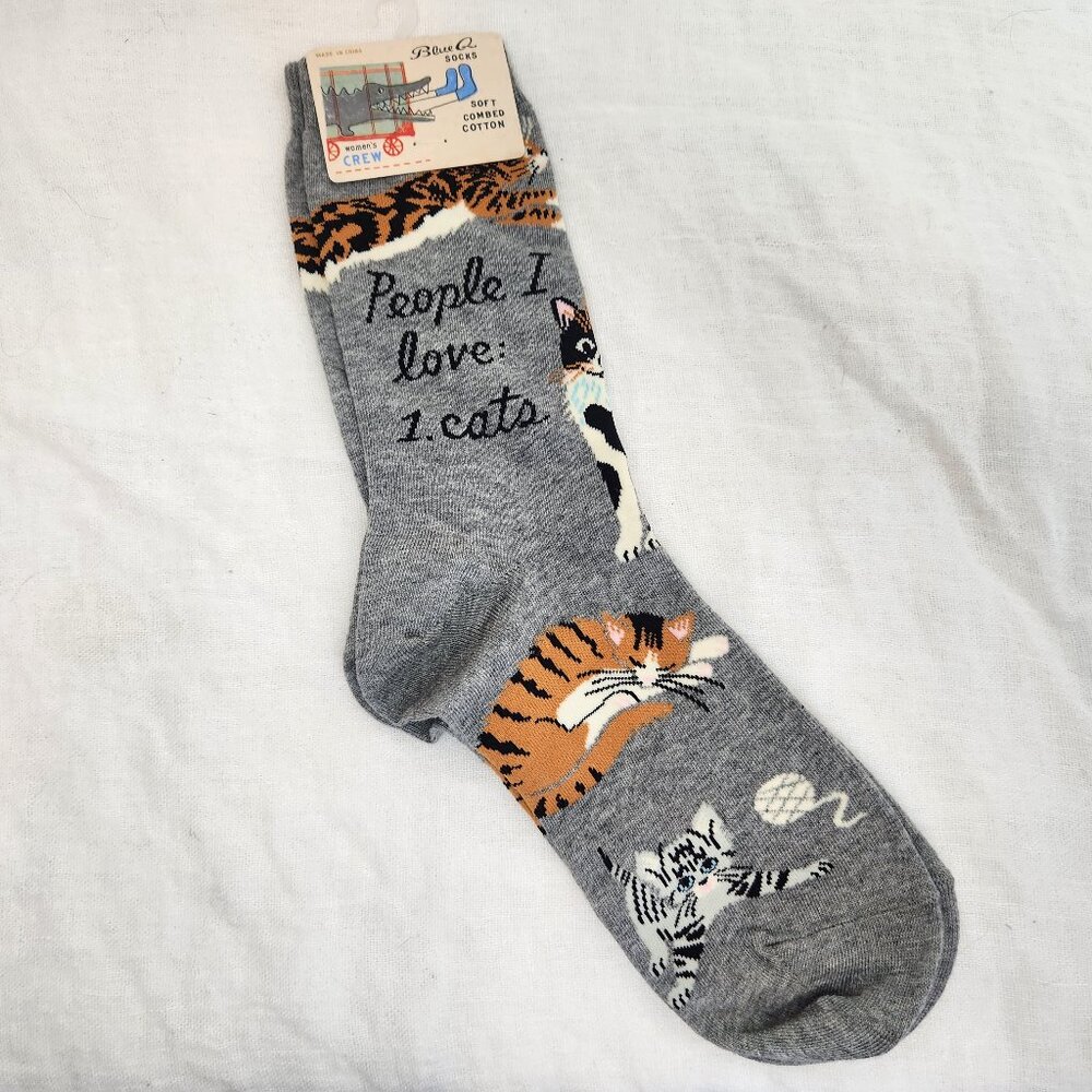 New BLUE Q Women's People I Love: Cats Crew Socks Size 5-10